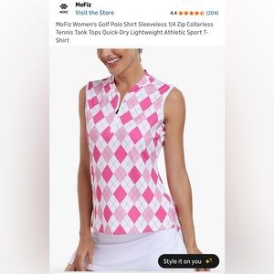 MoFiz Women's Pink Argyle Sleeveless Golf Tank Top NIB